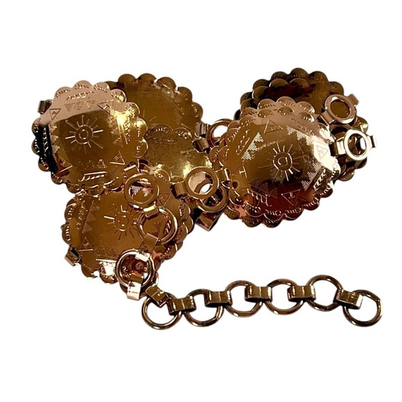 Accessories - Rose Gold Adjustable Concho Western Style Belt Metal Aztec Casual Cowgirl
